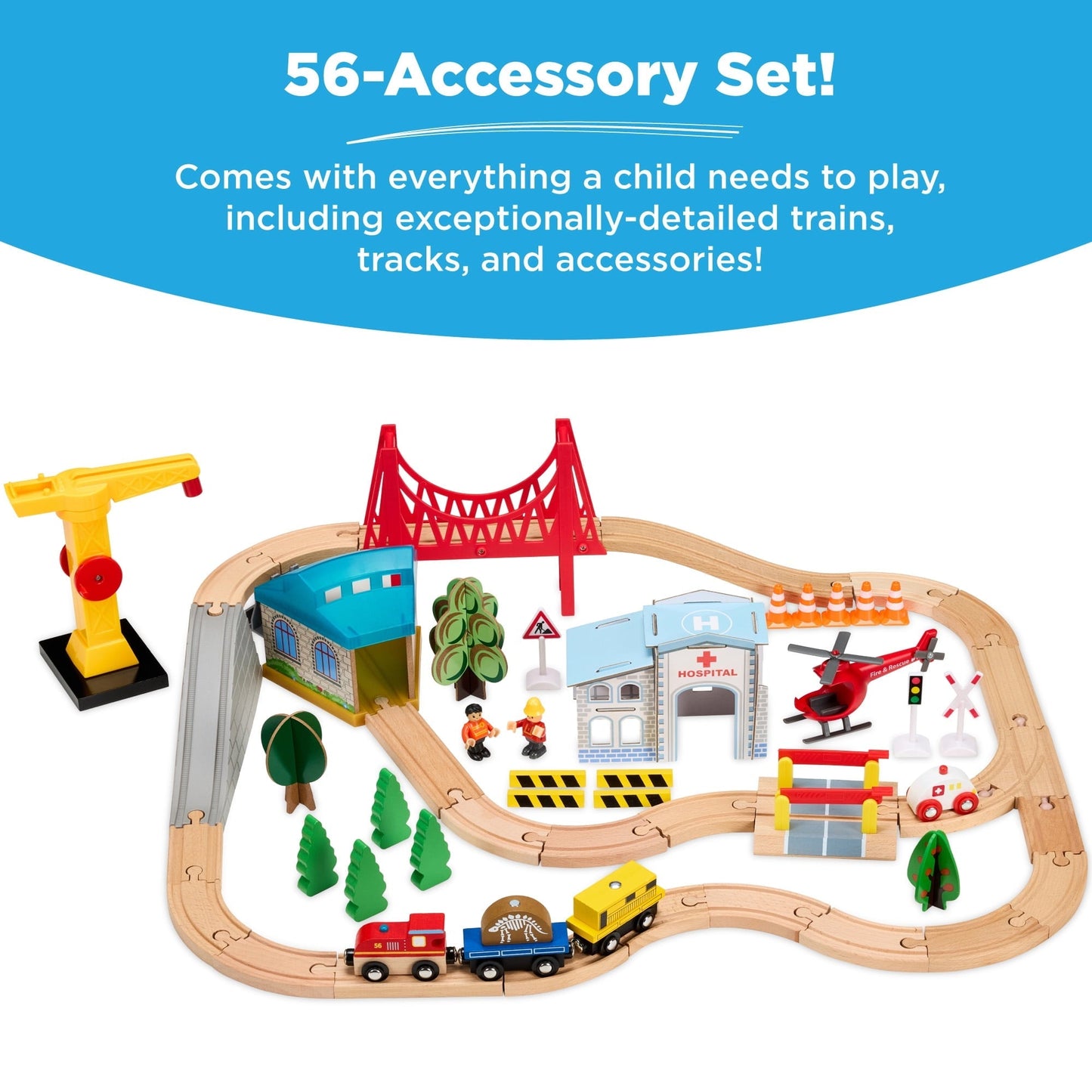 Best Choice Products Wooden Train Set Table for kids, 56pc Multi-Activity Table for Kids w/Toy Storage Drawer & Reversible Top - Walnut