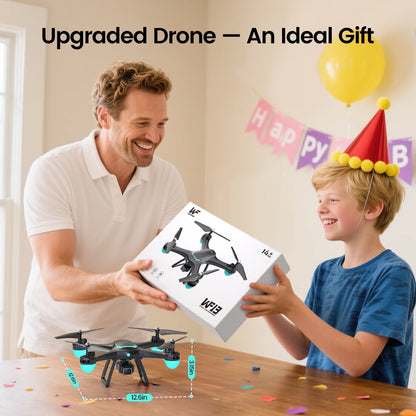 WF13 Drone with 1080P HD Camera for Kids, Optical Flow Hover, Upgraded Wefone Quadcopter, 2 Batteries, Black