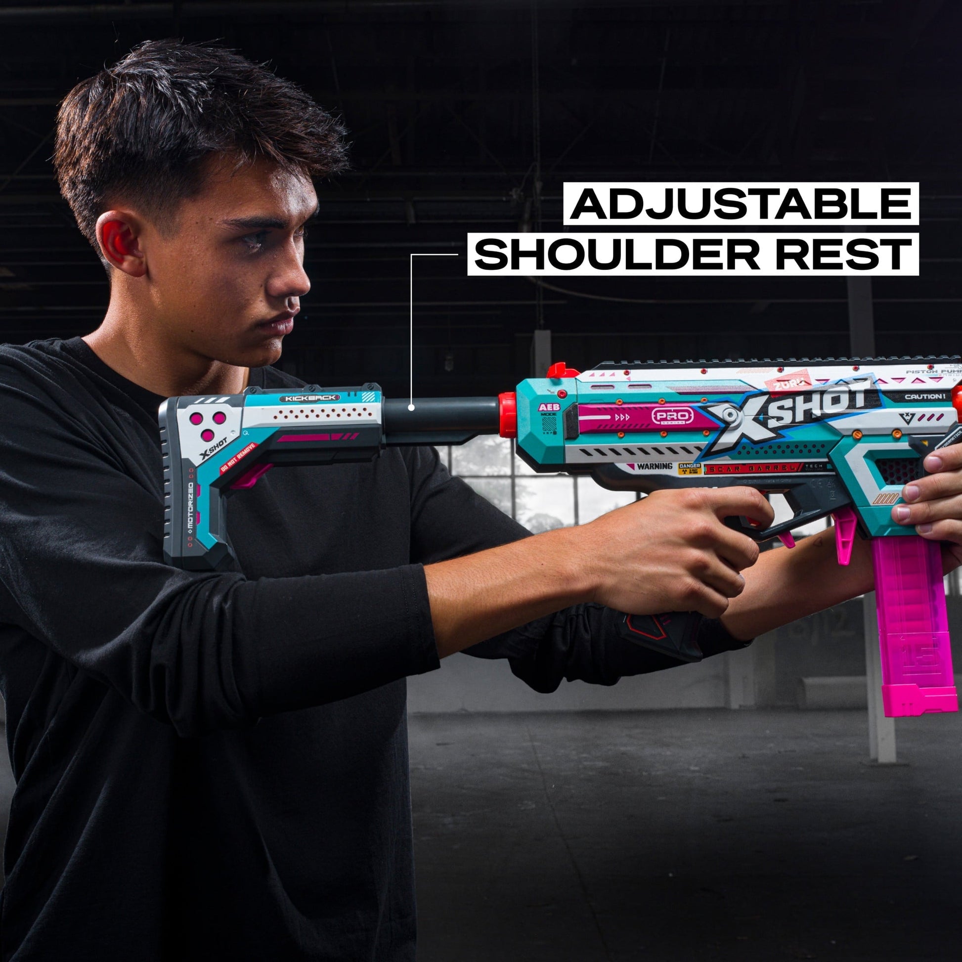 XSHOT Pro Motorized Piston Pump AEB (40 Darts) Motorized Outdoor Foam Blaster by ZURU for Ages 14+