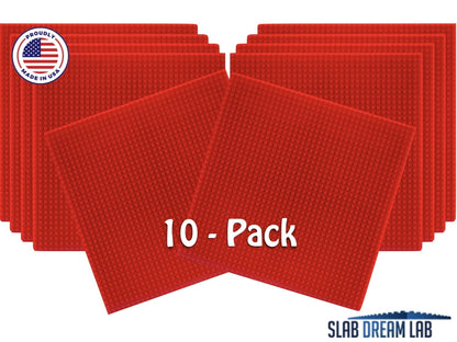Slab Dream Lab 12"X12" Slab Lite Baseplate for All Major Building Bricks and Blocks (Flame Red, 10-Pack)