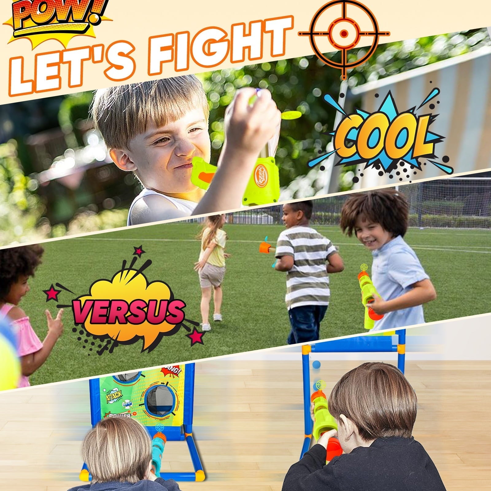 Hot Bee Shooting Game Toy for Kids Age 6-12 , 2 Air Pump & Shooting Target & 48 Foam, Indoor&Outdoor Play- Ideal Christmas Birthday Toy Gift for Boys 3+