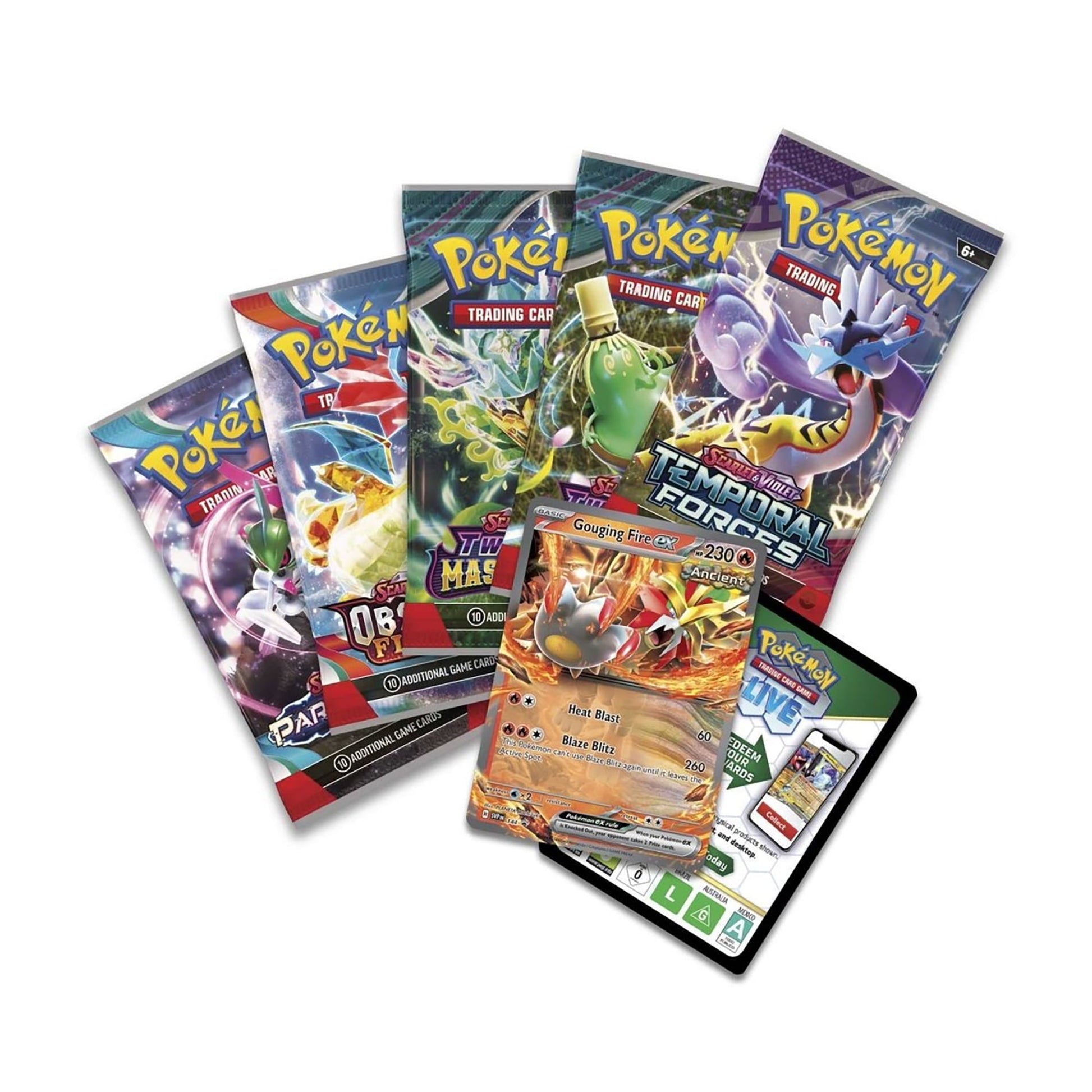 Pokemon Trading Card Games Paradox Destinies Gouging Fire ex Tin