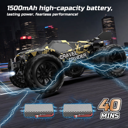 JoyStone 1:10 Large Scale RC Car, 35+MPH Fast Remote Control Car with Lights, 4WD Off-Road Monster Crawler Truck Toy for Adults Boys with 2 Batteries