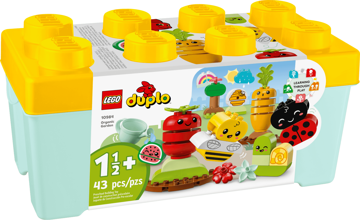 LEGO DUPLO My First Organic Garden Brick Box 10984, Stacking Toys for Babies and Toddlers 1.5+ Years Old, Learning Toy with Ladybug, Bumblebee, Fruit & Veg, Sensory Toy for Kids