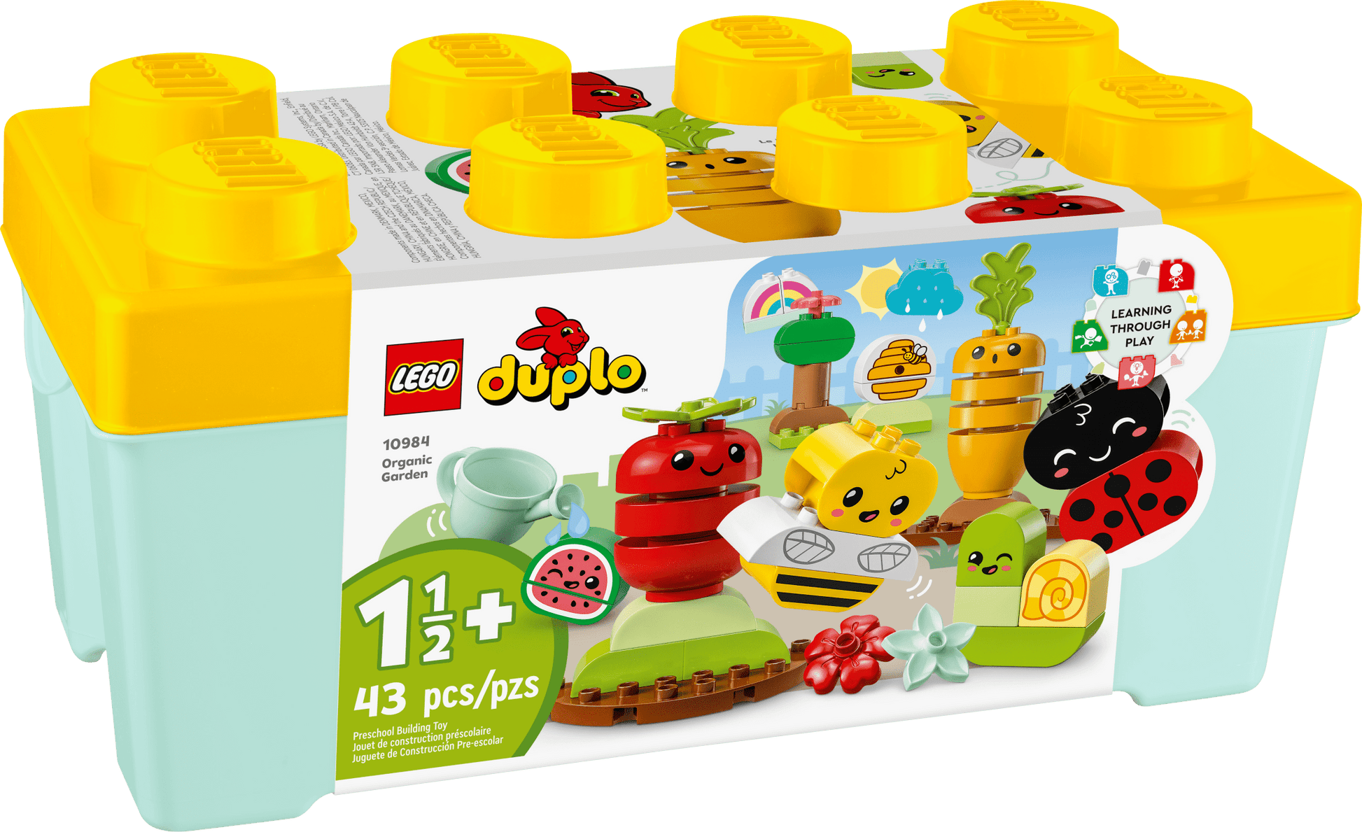 LEGO DUPLO My First Organic Garden Brick Box 10984, Stacking Toys for Babies and Toddlers 1.5+ Years Old, Learning Toy with Ladybug, Bumblebee, Fruit & Veg, Sensory Toy for Kids