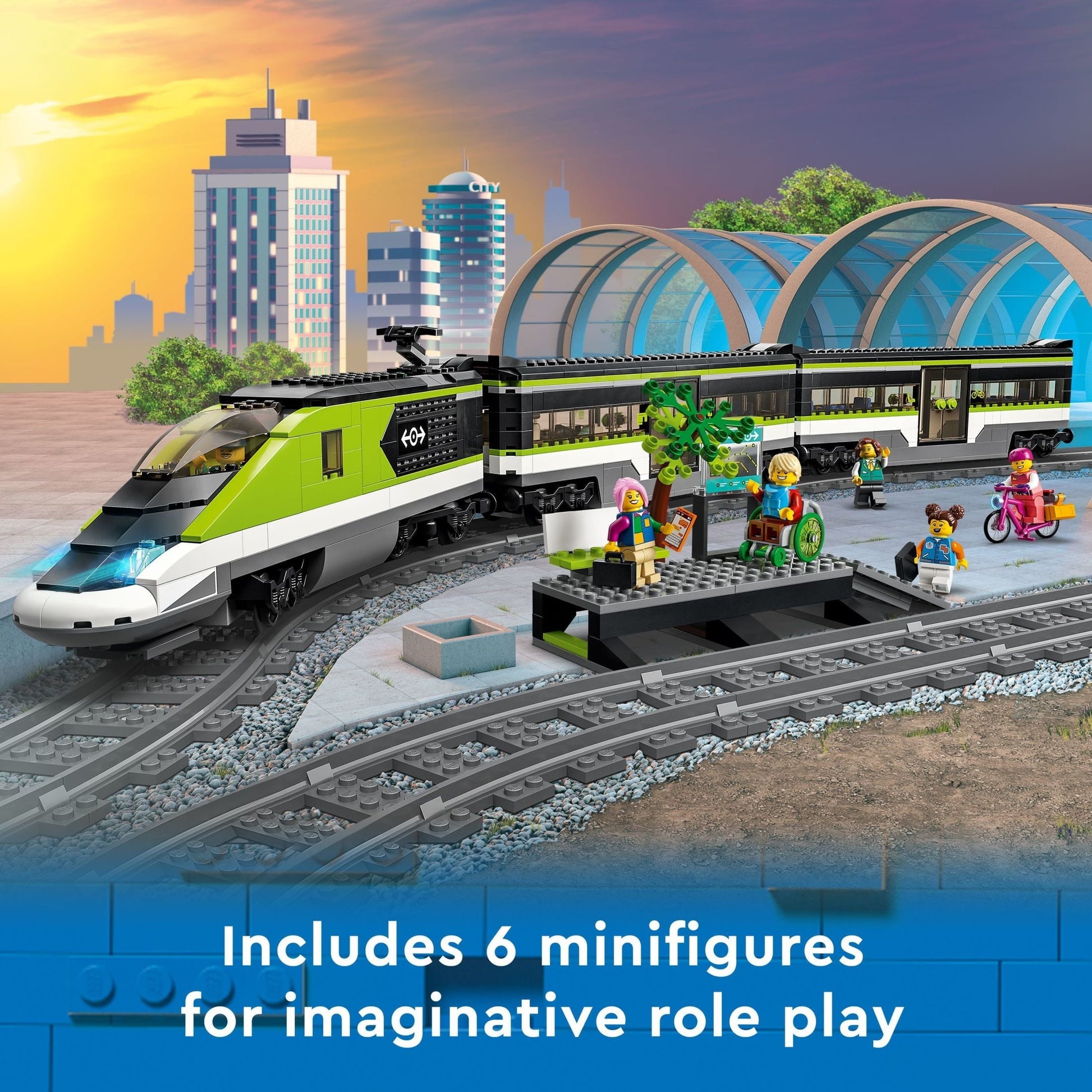 LEGO City Express Passenger Train Set, 60337 Remote Controlled Toy, Gifts for Kids, Boys & Girls with Working Headlights, 2 Coaches and 24 Track Pieces