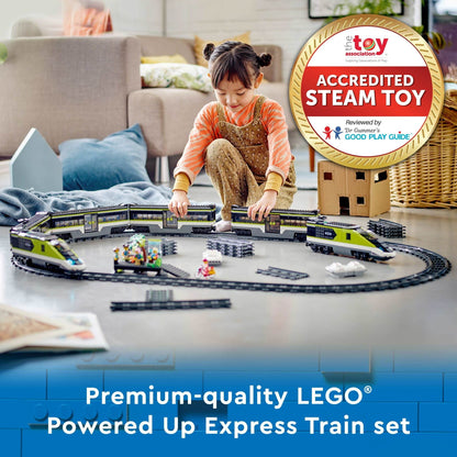 LEGO City Express Passenger Train Set, 60337 Remote Controlled Toy, Gifts for Kids, Boys & Girls with Working Headlights, 2 Coaches and 24 Track Pieces