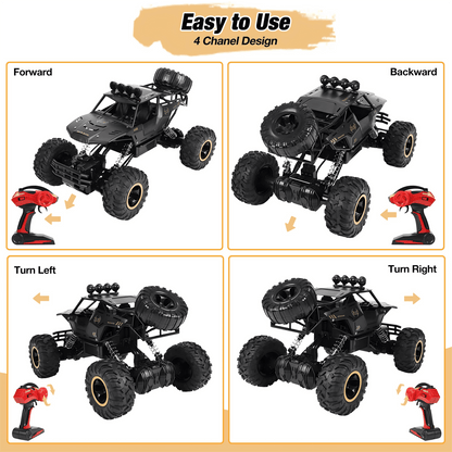 Tcovle 1:14 RC Cars, 40+ KM/H Fast RC Monster Truck Remote Control Car with Metal Drivetrain, 4WD All-Terrain, 2 Batteries, RC Toy Car Gift for Kids, Teens & Adults