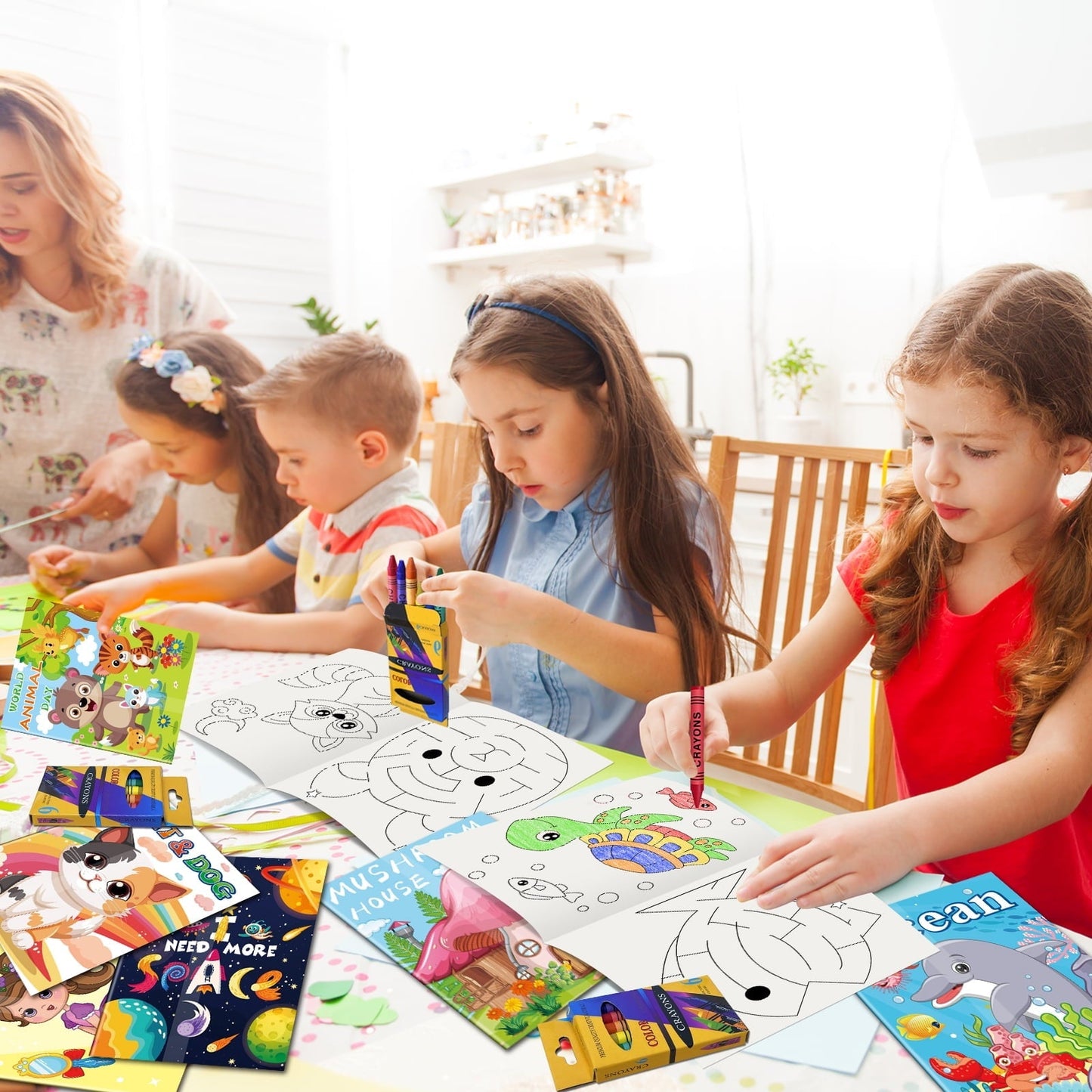 Elfew 20 Coloring Books for Kids Ages 2-4, 20 Crayons, Back-to-School Supplies