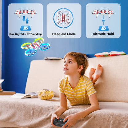 YCFUN RC Drone for Kids, Mini Kid Drone with Lights, 360° Flips, One-Key Takeoff/Landing, Remote Control Quadcopter for Boys Girls & Beginners