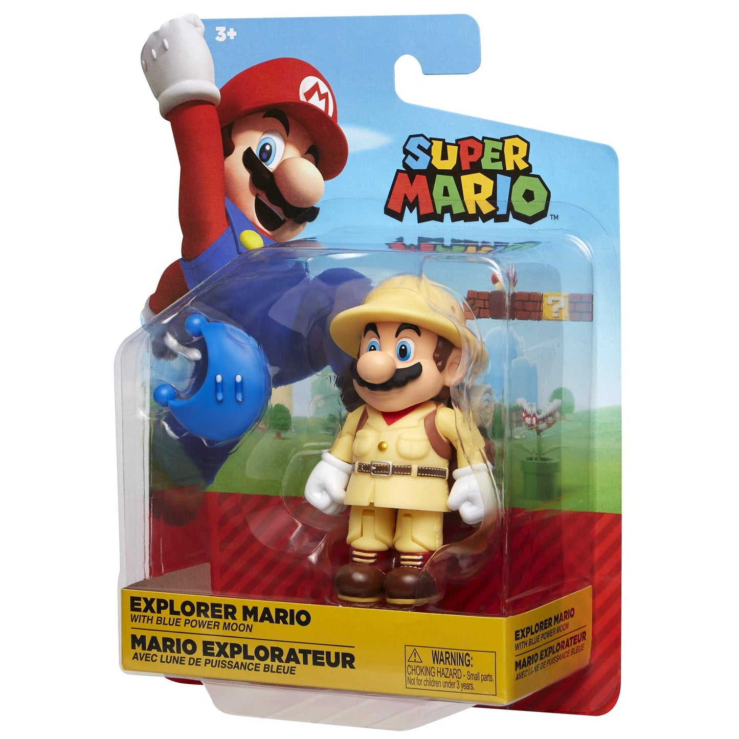 Super Mario Odyssey Explorer Mario Action Figure with Blue Power Moon