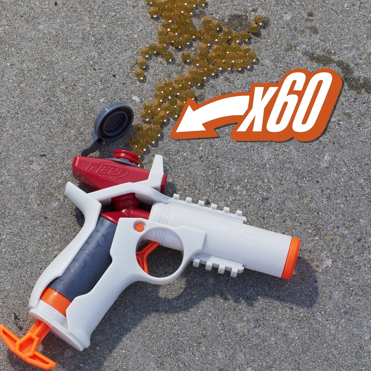 Nerf Pro Gelfire Ignitor Blaster, 1,000 Gelfire Rounds, 60 Round Capacity, T-Pull Priming, Eyewear