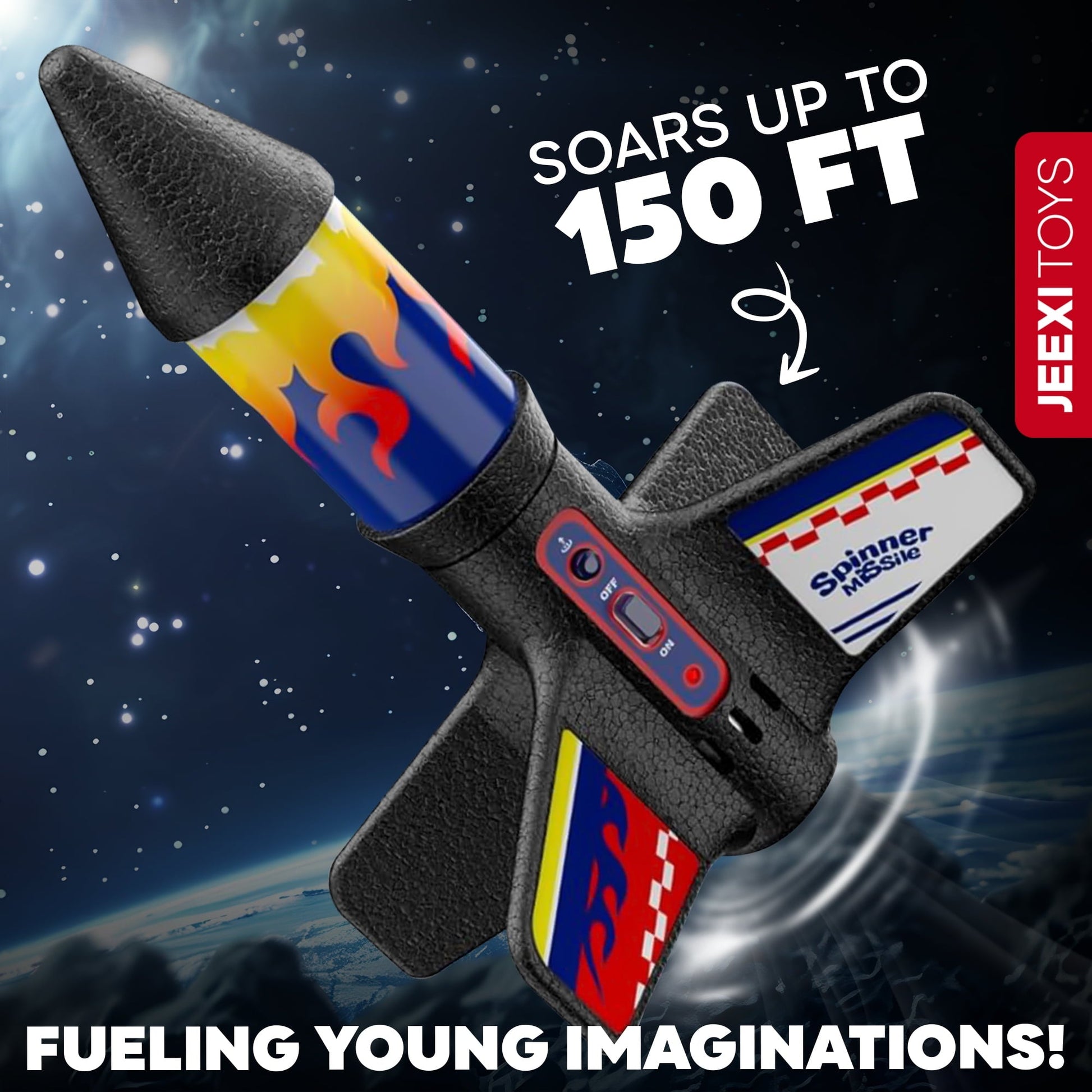 JEEXI Rocket Launcher for Kids – Electric Flying Toy with Motorized Rocket & Parachute, STEM Fun, Launches Up to 150ft, Great Birthday Gift