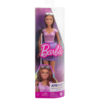 Barbie Fashionistas Doll #228 Blind Barbie Doll Wearing Pastel Outfit with Cane and Sunglasses