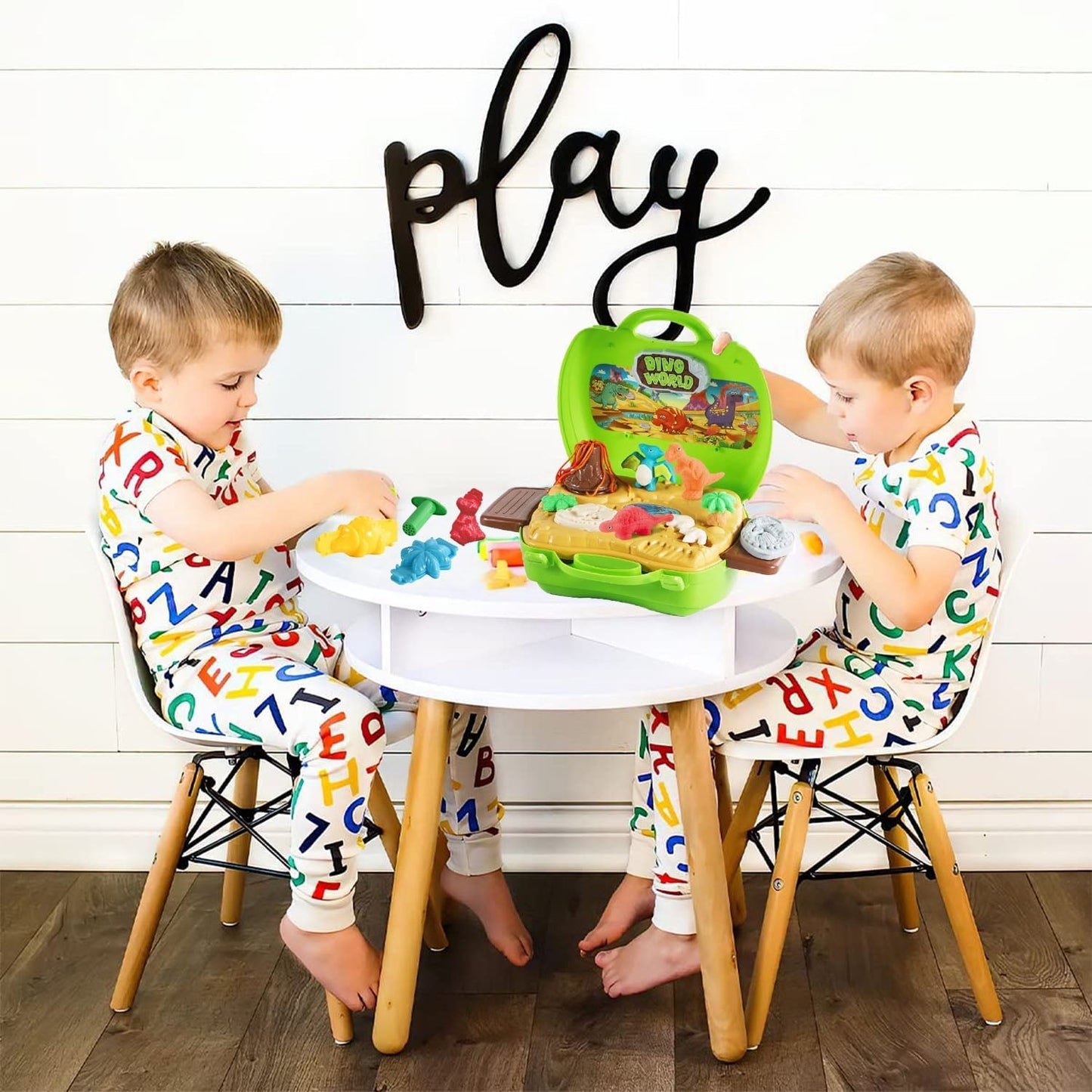 Sytle-Carry Play Dough Pack, 2 in 1 Dinosaur Color Dough Toys, Toys for Girls Boys 3-6 Years
