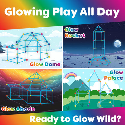 Power Your Fun Forts Construction Set, 90 Pieces Glow in the Dark Building Set with Stickers, Kids Toy for 4+ Years