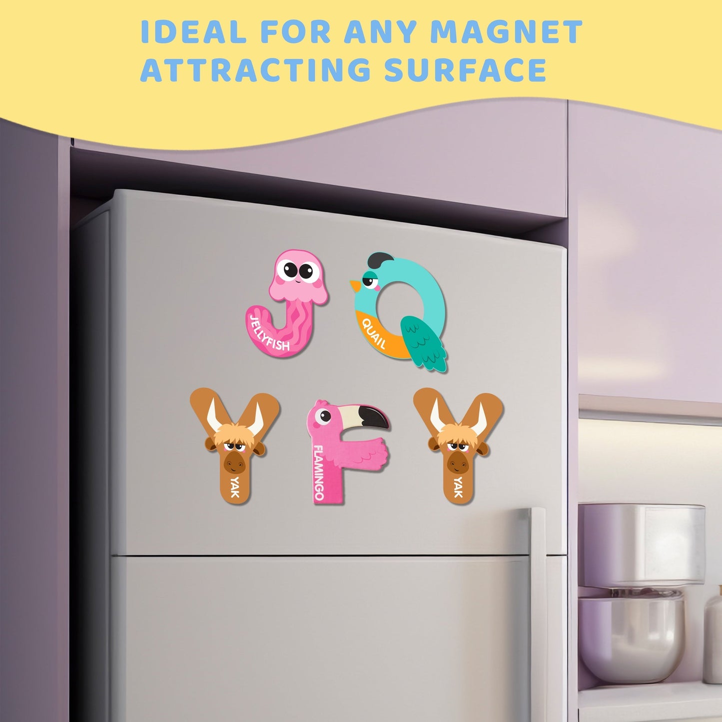 Joyfy 26 Pcs Large Size Magnetic Letters Cute Fridge Magnets for Toddlers & Preschool Kids, Animal Alphabet Learning Toys, ABC Spelling Educational Magnetic Toys