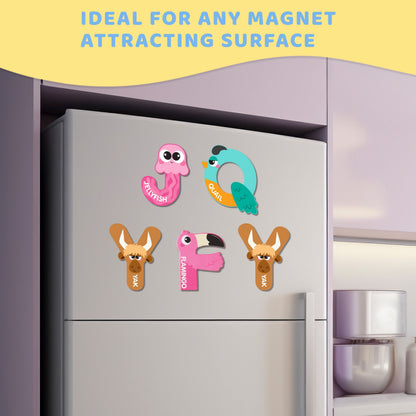 Joyfy 26 Pcs Large Size Magnetic Letters Cute Fridge Magnets for Toddlers & Preschool Kids, Animal Alphabet Learning Toys, ABC Spelling Educational Magnetic Toys