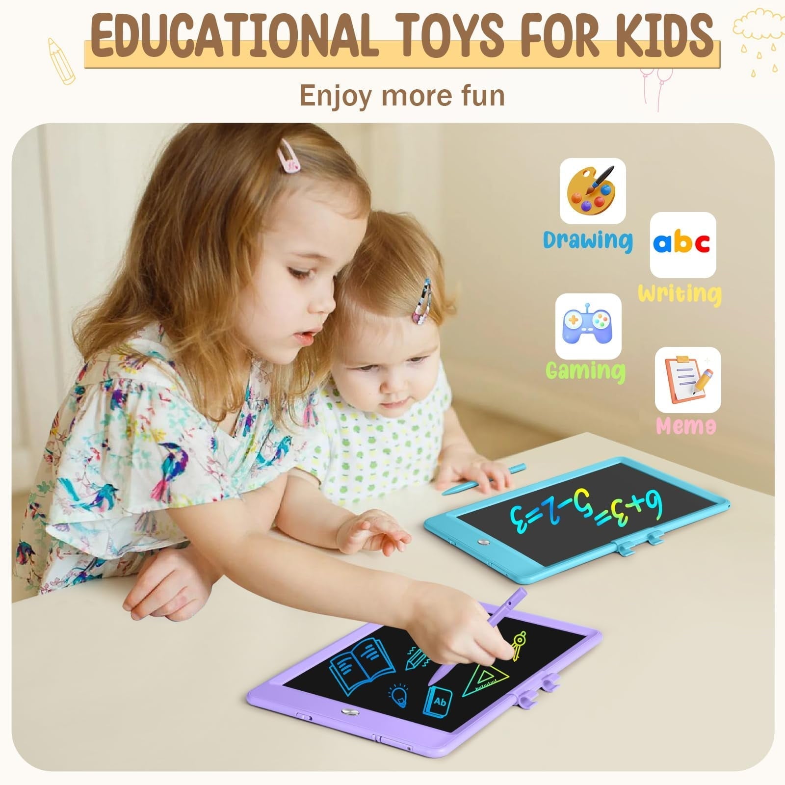 Comvin 2 Pack LCD Writing Tablet for Kids, 8.5 Inch Colorful Drawing Tablet Drawing Pad Electronic Doodle Board, Educational Learning Toys Birthday Gifts for Boys Girls Age 3 4 5 6 7 8