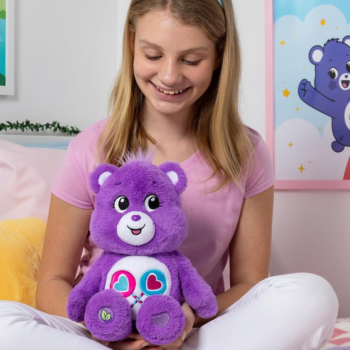 Care Bears 9" Cheer Bear Plushie - Medium Size - Pink Plushie for Ages 4+ – Perfect Stuffed Animal Holiday, Birthday Gift, Super Soft and Cuddly – Good For Girls and Boys, Employees, Collectors