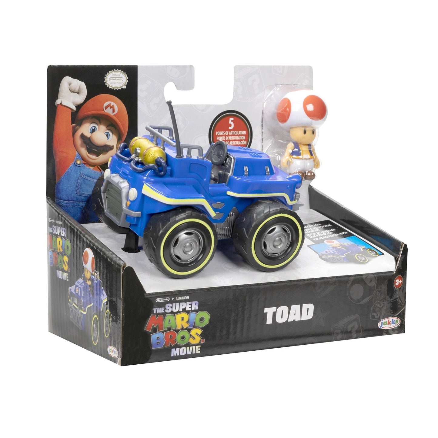 Super Mario Bros Movie Toad 2.5" Figure with Kart, Collectible, Multicolor, 3+ Years, 0.85 lb, 7x4x6 in