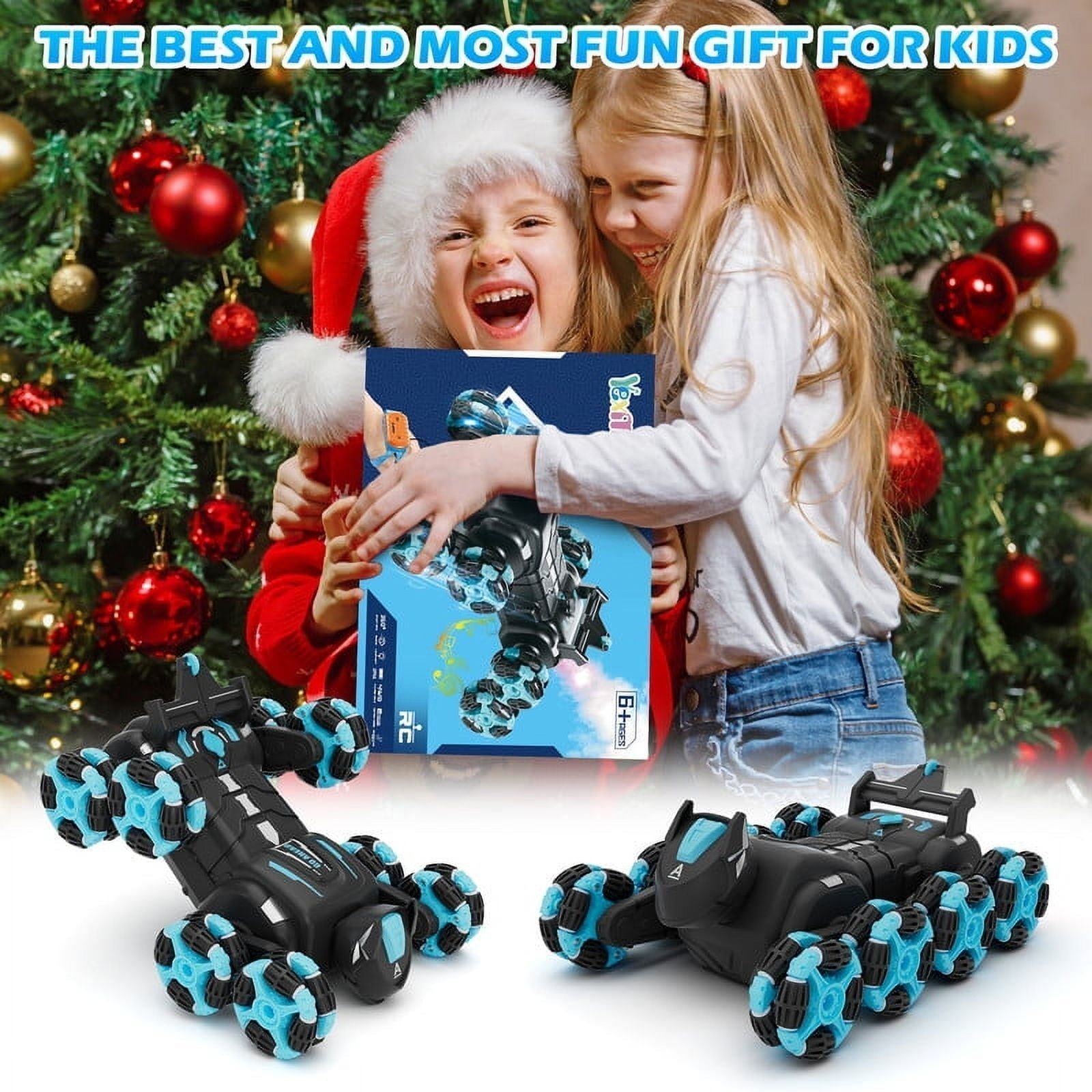 Yexmas 8WD Gesture Sensing Stunt Rc Cars,2.4GHz Hand Remote Control Car with Lights Music Spray for Christmas Birthday Party Present,Gift for 7 8 9 year old boys