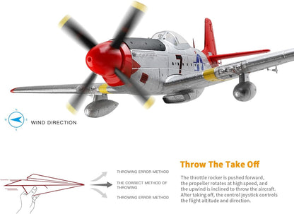 RC Plane, 2.4GHz 4 Channel Brushless Remote Control Jet Airplane for Adults, WLtoys RC Aircraft Fighter with 6-Axis Gyro, LED Searchlight, Easy to Fly for Boys and Girls