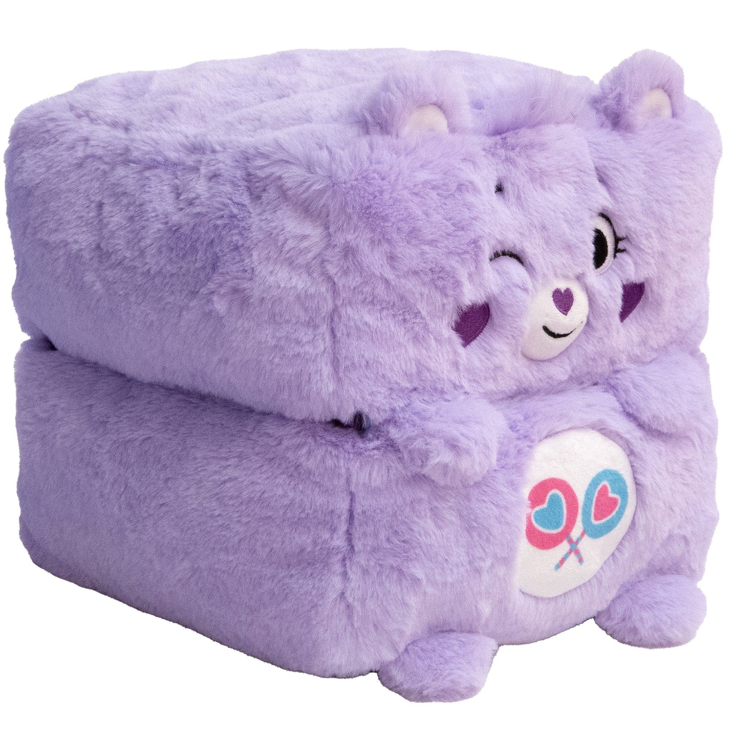 Happy Nappers: Care Bears 10" Pop N' Play Cube - Share Bear - Mushmillow Character Unfolds Into A Plush Pillow, Multi-Use, Chair-Footrest, Kids Toy