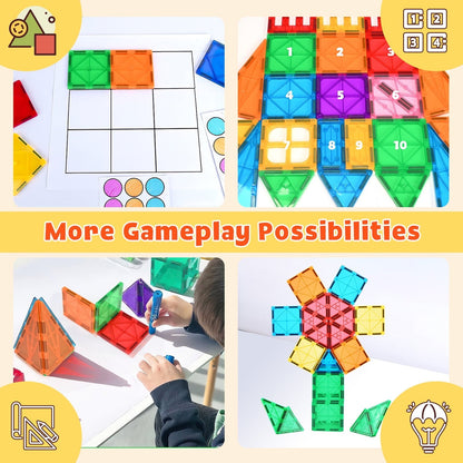 Magnetic Tiles Kids Toys, 102pcs Magnetic Blocks Building Construction STEM Sensory Toys for Toddler, Preschool Learning Educational Games for Boys Girls Aged 3+, Classroom Must Haves