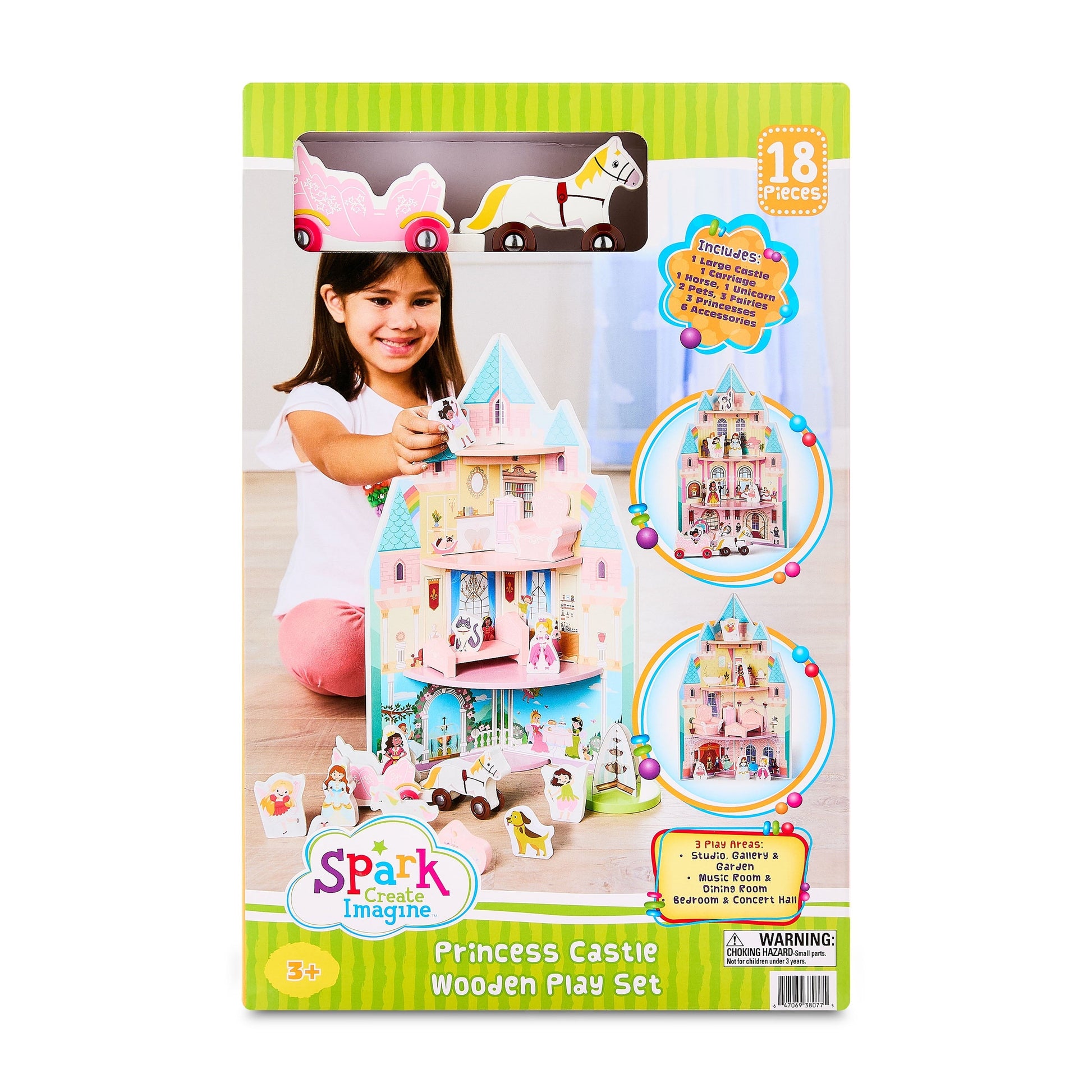 Spark Create Imagine Wooden Princess Castle Play Set for Ages Three Years and Older