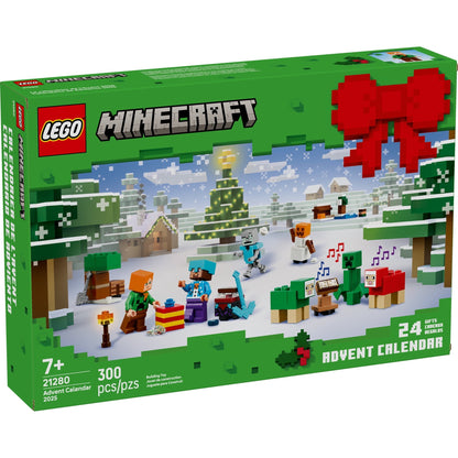 LEGO Minecraft Advent Calendar 2025 Building Toy - Kids Holiday Countdown Set for Boys & Girls, Ages 7+ - 24 Buildable Surprises & 8 Minifigures for Gamers - Collectible Gift for Christmas - 21280