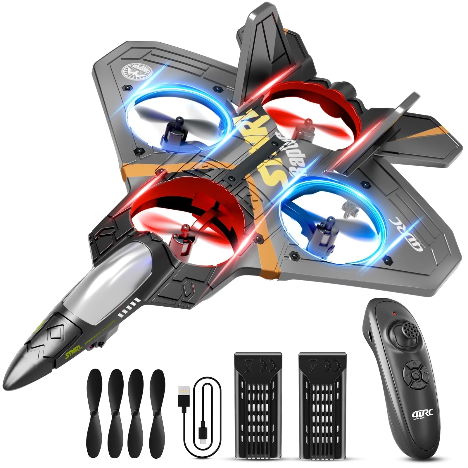 4DRC Drone RC Aircraft Remote Control Foam Glider RC Glider Plane Fixed Wing Airplane Toys for Kids Beginners Adults, Silver