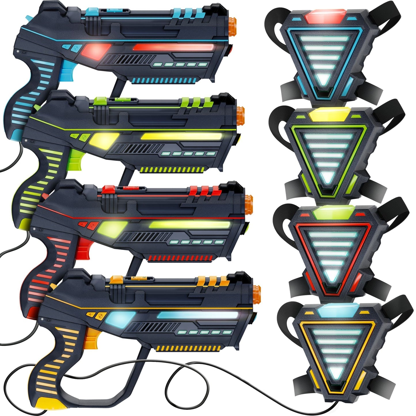 Hero Squad Rechargeable Laser Tag - 360 Sensors & LCDs - Set of 4 - Gift for Kids, Teens & Adults