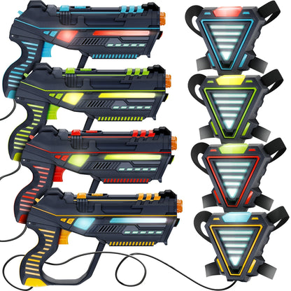 Hero Squad Rechargeable Laser Tag - 360 Sensors & LCDs - Set of 4 - Gift for Kids, Teens & Adults