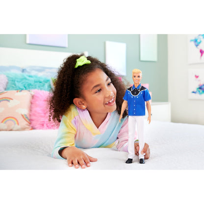 Barbie Fashionistas Ken Doll #226, Blonde Fashion Doll with Western Look, 65th Anniversary
