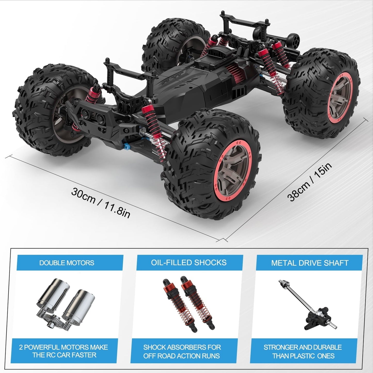 Hot Bee Remote Control Car High Speed RC Cars, 1:10 Scale 30mph 4WD Off Road Monster Trucks,Christmas Gift for Boys Adults