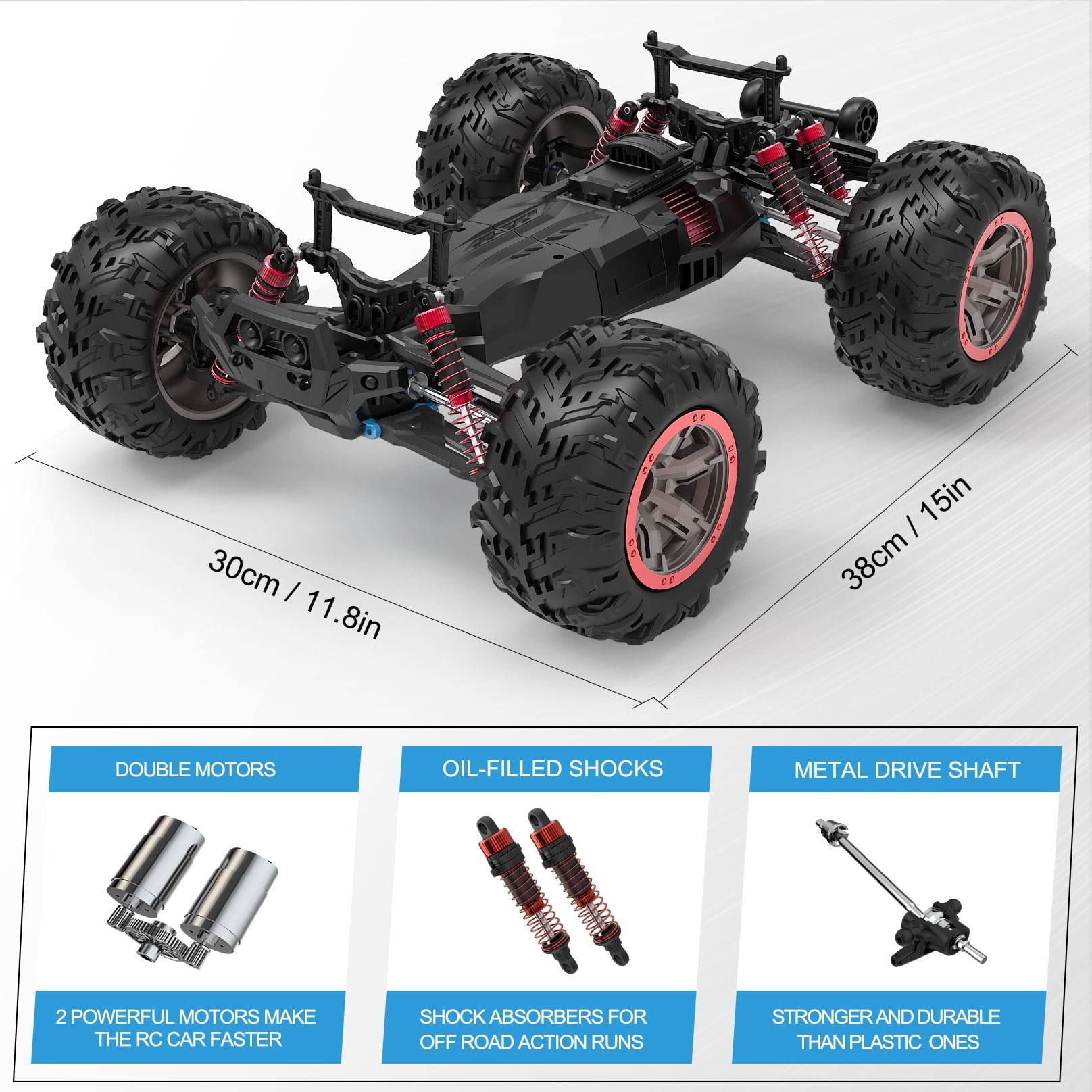 Hot Bee Remote Control Car High Speed RC Cars, 1:10 Scale 30mph 4WD Off Road Monster Trucks,Christmas Gift for Boys Adults