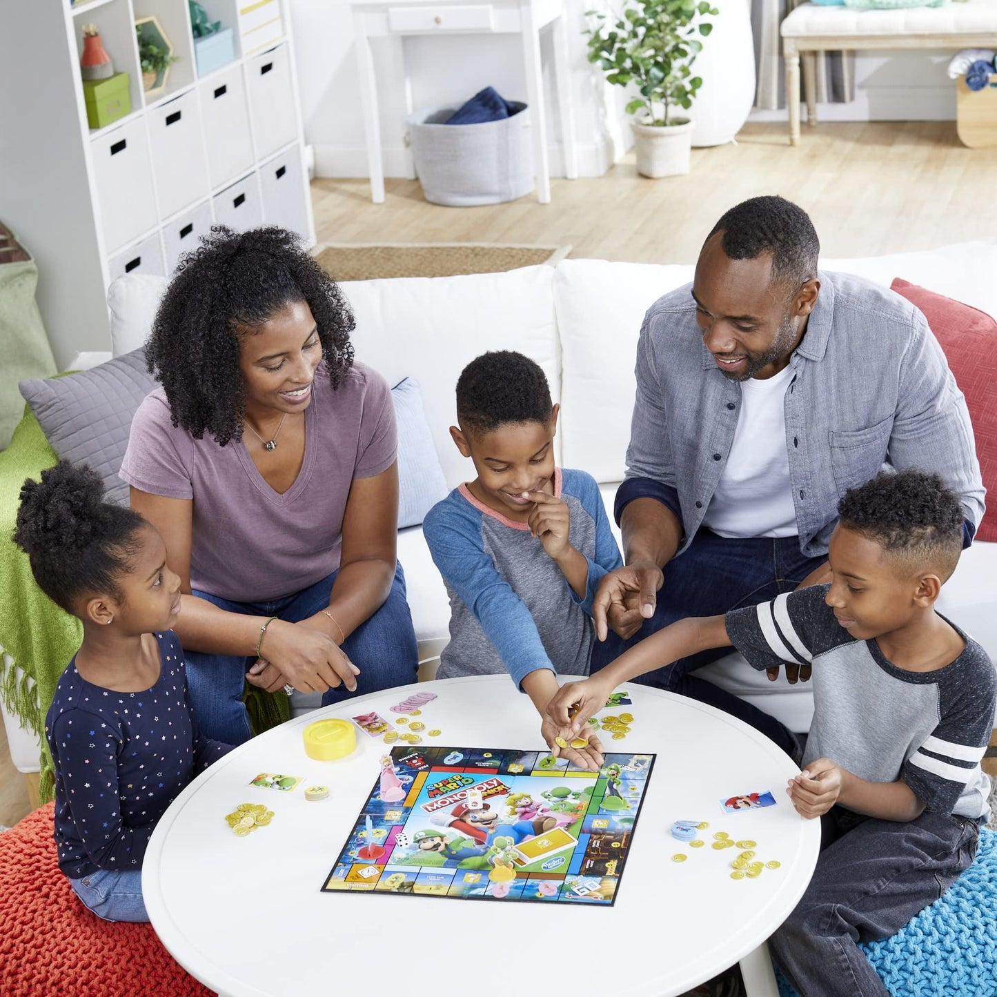 Monopoly Junior Super Mario Edition Board Game, Fun Kids' Ages 5 and Up, Explore The Mushroom Kingdom as Mario, Peach, Yoshi, or Luigi ( Exclusive)