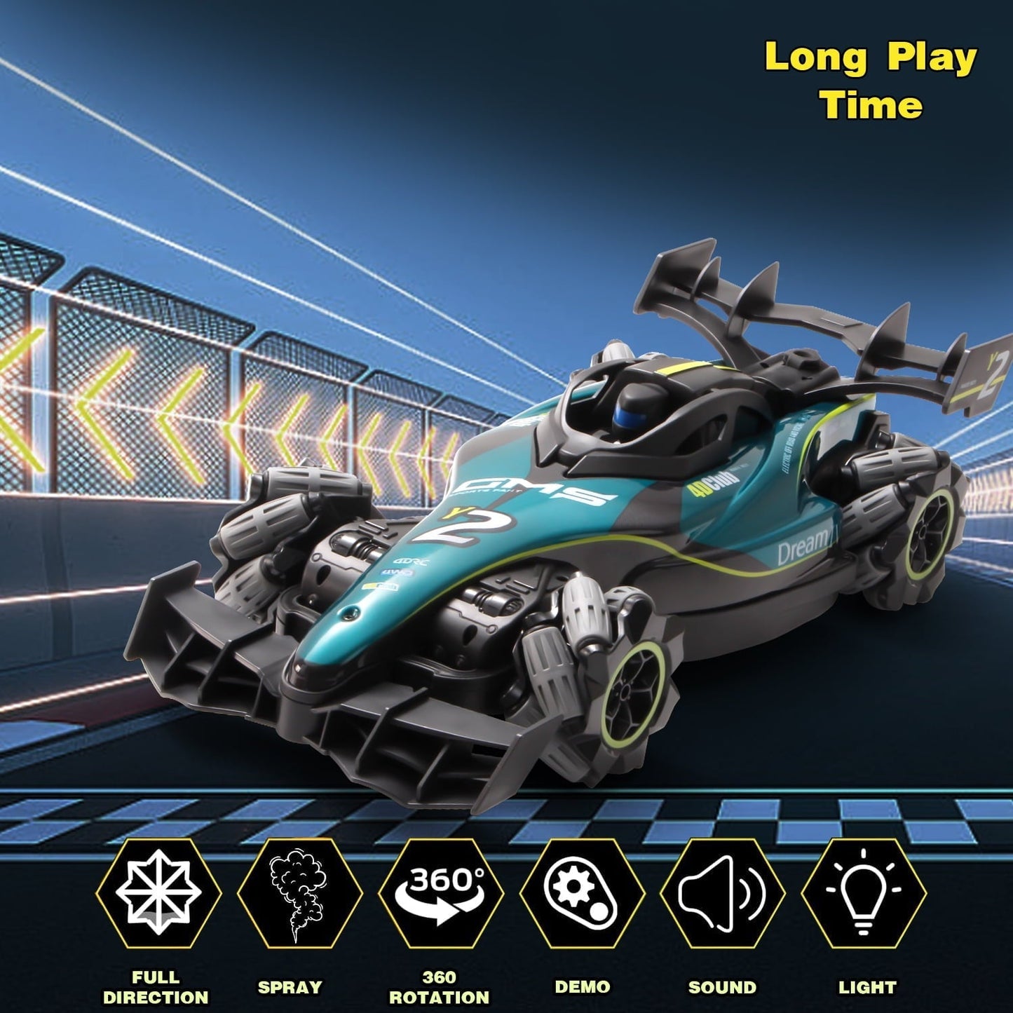 4DRC RC Racing Car, 1:12 4WD Toy Cars Buggy 2.4Ghz High Speed Remote Control Car Drift Car, Sideways Driving, with Watch Control.for Boys & Gift for Kids Blue