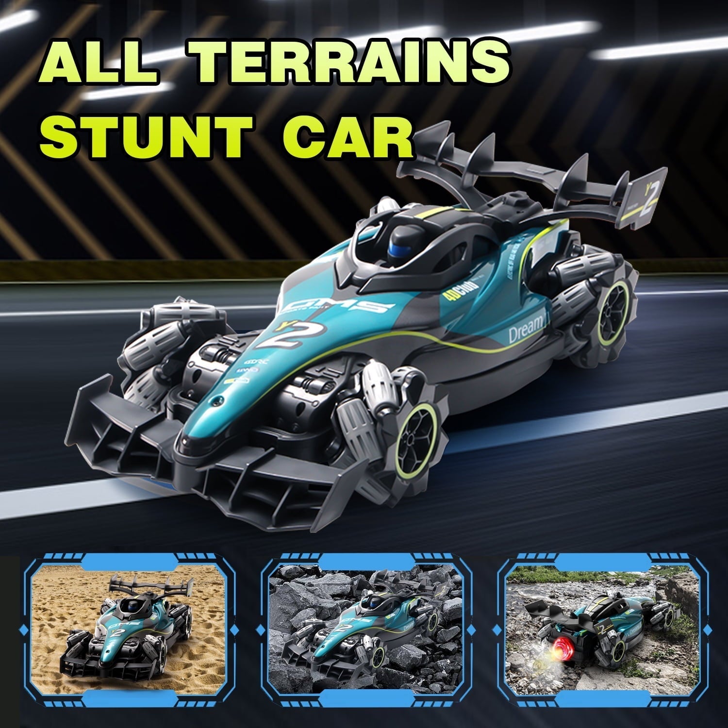4DRC RC Racing Car, 1:12 4WD Toy Cars Buggy 2.4Ghz High Speed Remote Control Car Drift Car, Sideways Driving, with Watch Control.for Boys & Gift for Kids Blue