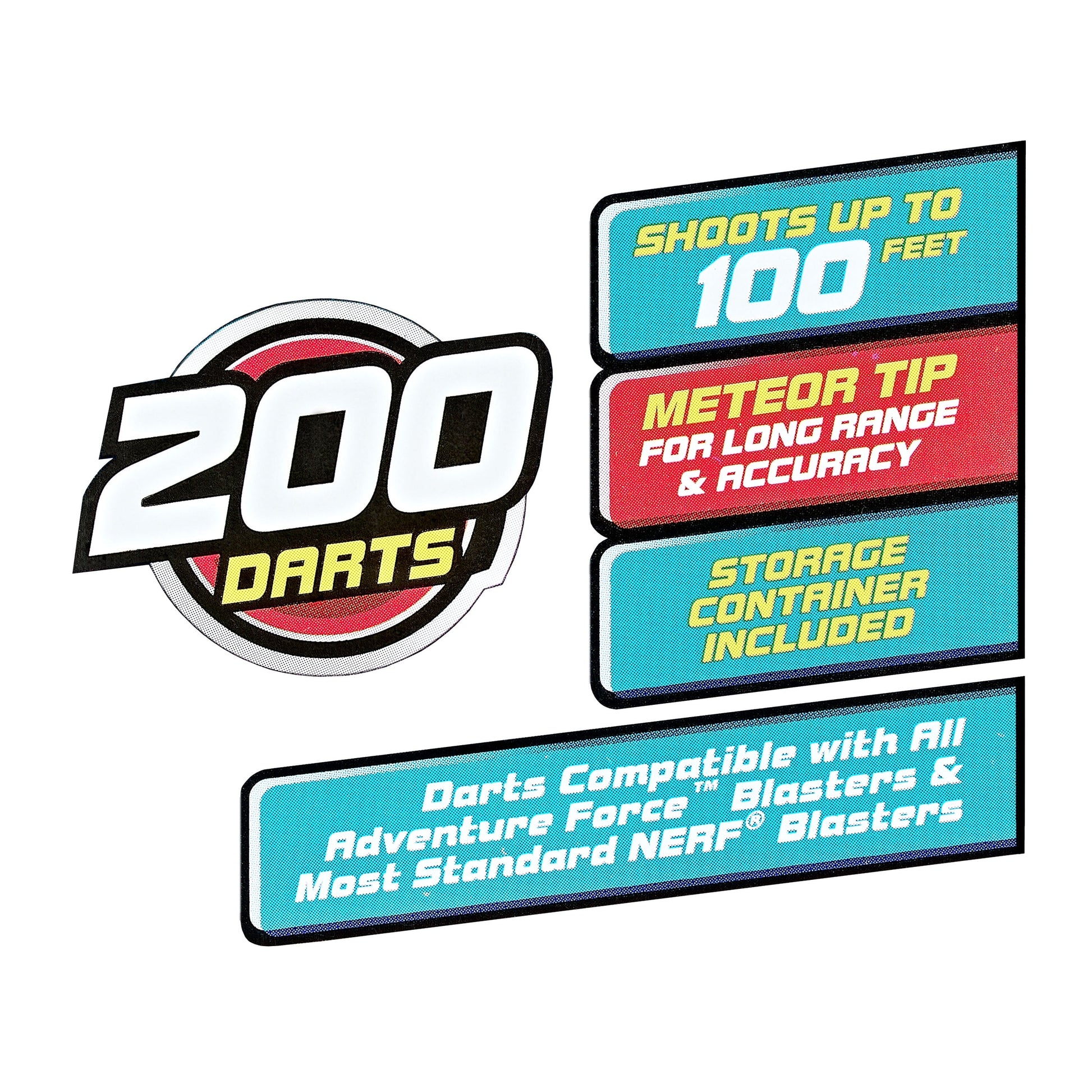 AF Meteor Darts Refill, 200 pack, Indoor/Outdoor, Compatible with All AF and Most Nerf Blasters