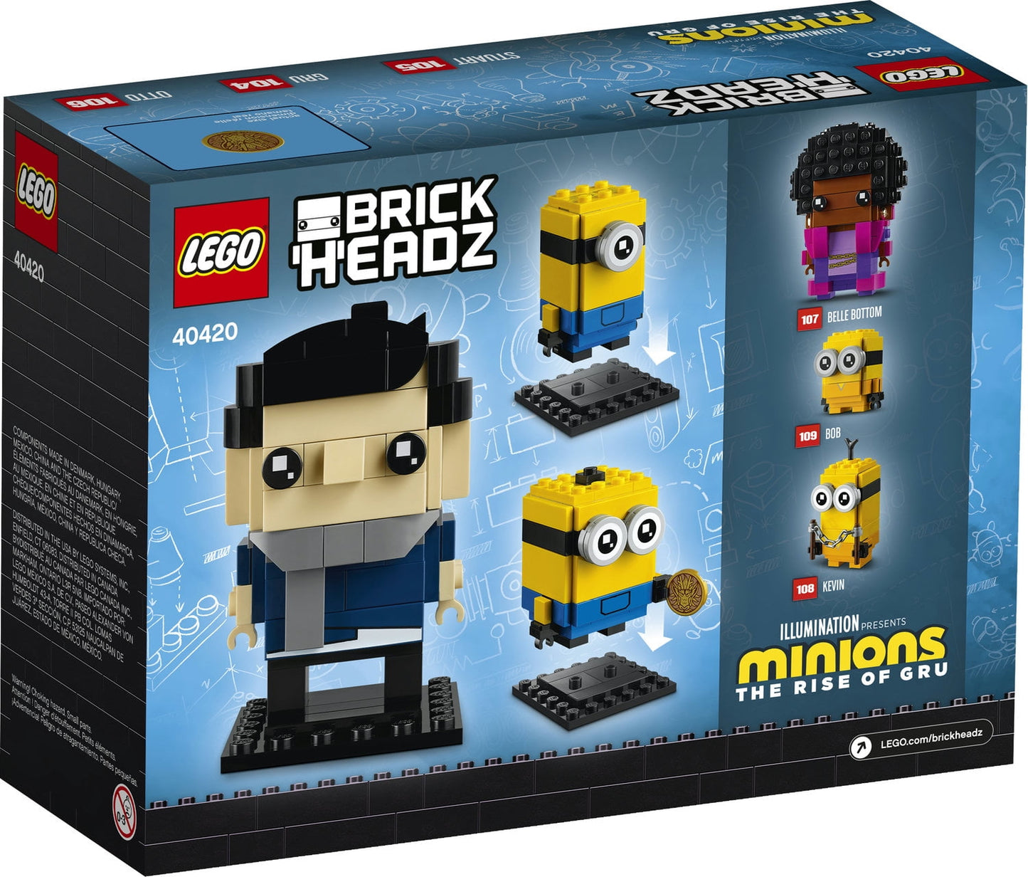 Lego 40420 BrickHeadz Minions Gru, Stuart and Otto New with Sealed Box