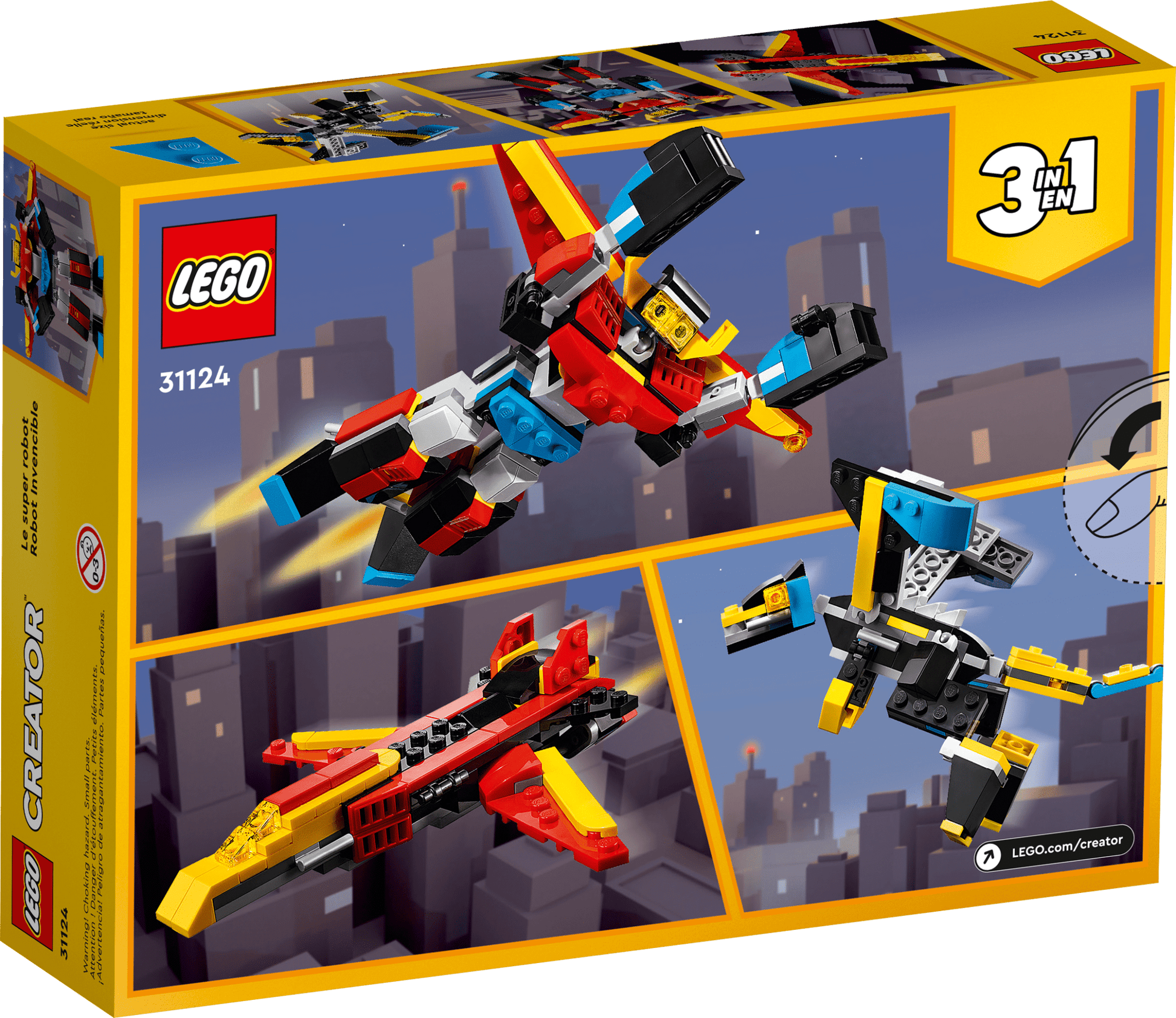 LEGO Creator 3 in 1 Super Robot Building Kit, Kids Can Build a Toy Robot or a Toy Dragon, or a Model Jet Plane, Makes a Creative Gift for Kids, Boys, Girls Age 7+ Years Old, 31124