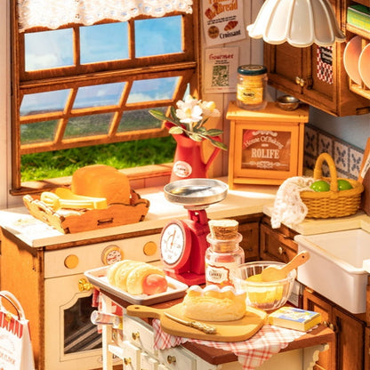 Rolife Baking Kitchen DIY Miniature Dollhouse Wooden Toy for Adult Child Gift