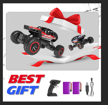 JoyStone 1:12 RC Cars 4WD Off-Road 2.4Ghz RC Monster Truck with Metal Shell and Light, Remote Control Car Crawler for Adult and Kid, 2 Batteries, Red