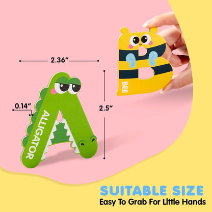 Joyfy 26 Pcs Large Size Magnetic Letters Cute Fridge Magnets for Toddlers & Preschool Kids, Animal Alphabet Learning Toys, ABC Spelling Educational Magnetic Toys
