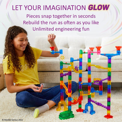 Hinzonek 113PCS kid Marble Run Race Coaster Set, Marble Run Railway Toys Construction Toys Building Blocks Set Marble Run Race Coaster Maze Toys for Kids,Gift for Boys Girls