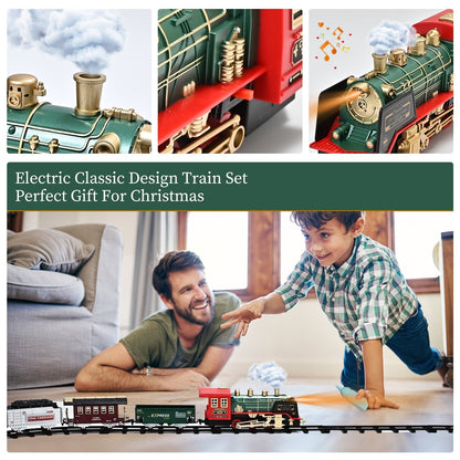 Train Set Toy, Remote RC Train Set Locomotive Rechargeable W/ Smoke, Lights, Sounds Railway for Boys Girls Age 3 4 5 6 + Kids