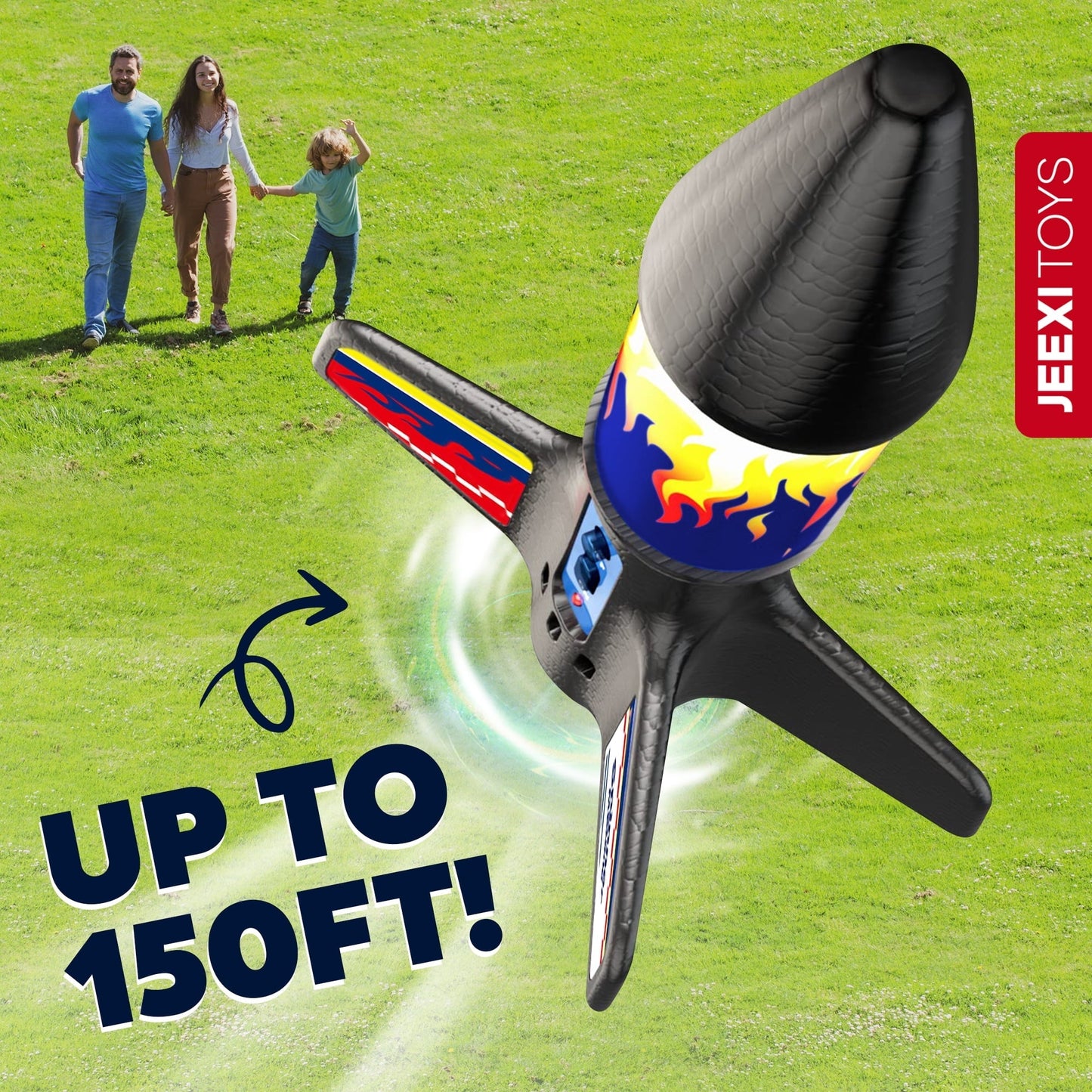 JEEXI Rocket Launcher for Kids – Electric Flying Toy with Motorized Rocket & Parachute, STEM Fun, Launches Up to 150ft, Great Birthday Gift