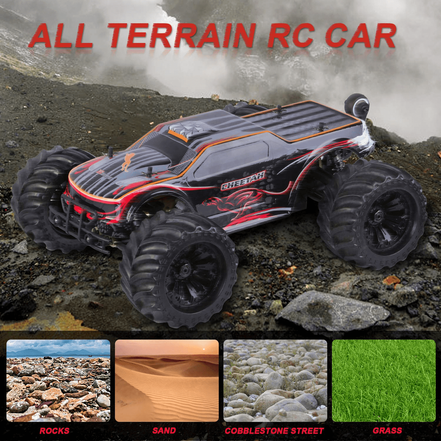 JLBRACINGRC Super Fast 1/10 Scale Cheetah RC Car, 80 KM/H 4WD 2.4GHZ RC Truck 4x4 Off Road RTR Monster Truck IPX7 Waterproof RTR Brushless Electric Remote Control Truck for Adults